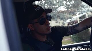 Gorgeous Latina Babe Boldly Cockrides Border Security Officer With Handcuffs And Face Fucking