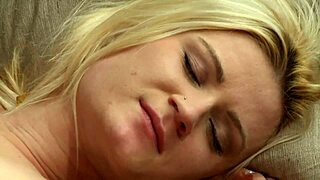A blonde women bends over to have her huge black Melons crushed by a macho man