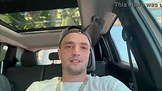 Skinny amateur performs deepthroat on big cock in homemade car bondage