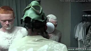 army guys hazing in the shower, then fucking