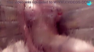 Creeping Up On Classy Filth In Shower, Shaved Pussy Tease