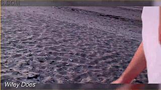 Flashing tits at the sunset, so exciting