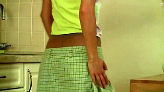 Indian girl trying new stockings softly