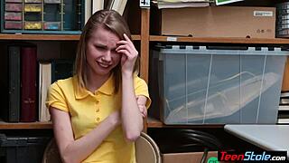 A small chested Russian babe gets a spanking for stealing