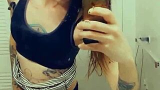 this miniskirt tranny loves flashing her cock, so cute and horny