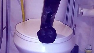 amateur fun with two massive dildos in wild play