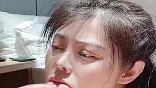 She gags hard on extreme deepthroat, tears and spit flowing with a rough blowjob. The goddess takes choking humiliation like a pro.