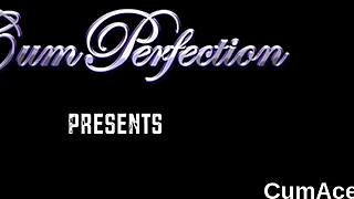 Foxy idol swallows cum after facial blowbang