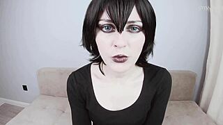 Mavis Dracula teases with wet pussy and asks for cum on halloween