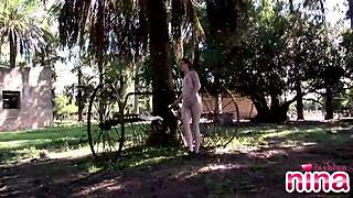 Lesbian Nina Showing Her Sexy Body And Rubbing Pussy