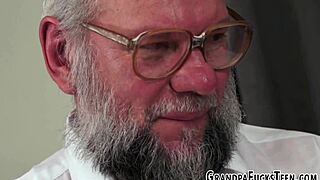 Chubby teen 18+ gets filled with a messy creampie. Grandfather watches her plump body tremble.