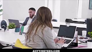 Penelope Kay and Charley Hart get freeuse interracial pounding at work