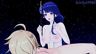 Raiden Shogun and Faruzan Fuck Aether Hard in Intense Sex!