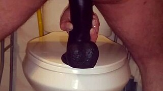 amateur fun with two massive dildos in wild play