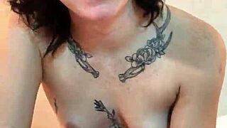 hot tatted petite 18+ woman sucking cock pov