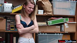 A small chested Russian babe gets a spanking for stealing