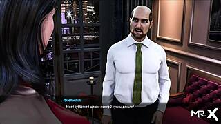 In the anime game Fashion Business, episode 2 scene 21 features a double blowjob