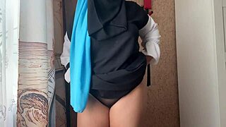 Girl in Hijab Gets So Horny During Stretching!
