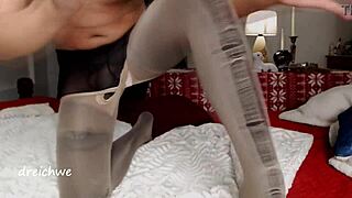 Young Colombian Amateur Breaks Pantyhose to Show Exotic Feet and Ass in Bisexual Scene