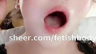 She gags hard on extreme deepthroat, tears and spit flowing with a rough blowjob. The goddess takes choking humiliation like a pro.