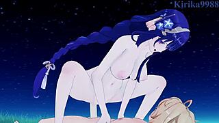 Raiden Shogun and Faruzan Fuck Aether Hard in Intense Sex!