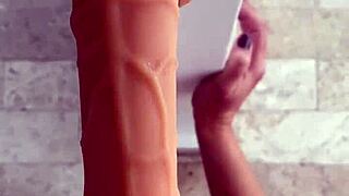 training my hairy pussy with big nipple dildo play 🥵