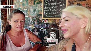 Harleen van hynten and adrienne kiss in slutty lesbian sex with dildos and anal beads