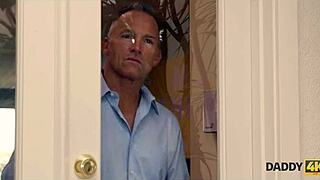 In DADDY4K, the AMAZING blonde TEEN grabs her CHANCE to SUCK mature COCK from old man