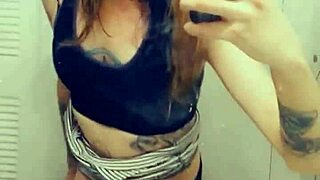 this miniskirt tranny loves flashing her cock, so cute and horny