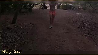 Flashing tits at the sunset, so exciting