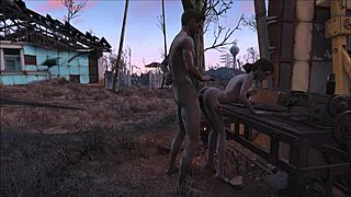 in fallout 4, brunette slave gets bdsm training and fucking