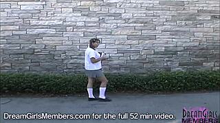 college student flashing no panties under her skirt