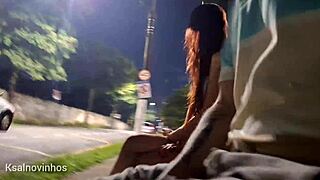 Watch the risky handjob at the bus stop. Next to a beautiful stranger.