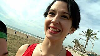 Skinny Brunette Takes Anal Outdoors