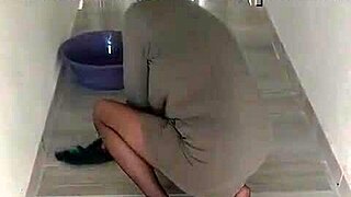 Turkish Mature in Nylon Pantyhose Cleaning Floors Hot!