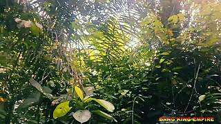 Outdoor orgasm scene with african native doctor and ebony amateur in the local river