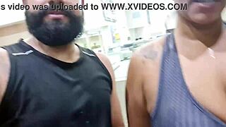 Ordinary workout in the gym becomes a rather hot foot play and pant demonstration