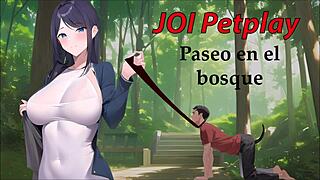 spanish joi with anal petplay and leash walk