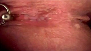 extreme close-up of my pierced clit rubbed with makeup brush for huge wet orgasm