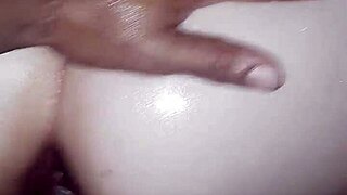 Oiled white girl experiences intense passion with big black cock