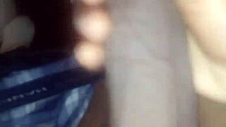 Black guy receives morning cumshot on his cock.