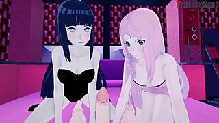 Fucking Hinata while Sakura gets jealous in Naruto hentai! 😍