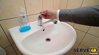 European porn stars like the services of fresh shaven pussy that enjoys-roll luxurious restroom service