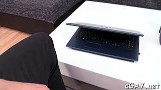 A stud receives a glazy facial ejaculation