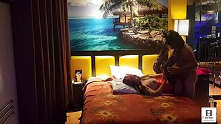 peruvian couple in red corset amateurs