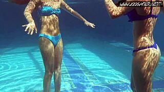 Mia Ferrari and Lina Mercury dive into fierce lesbian action underwater