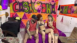 uma estreia ilustre with casal dna and redhead katana kai in hot lesbian debut