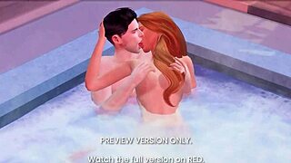 Want to see hot tub romance in 3D hentai?