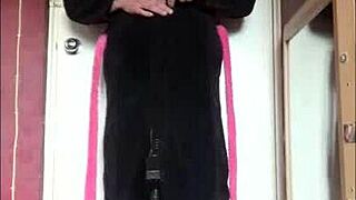 Amateur uses dildo machine for intense anal insertion at home.