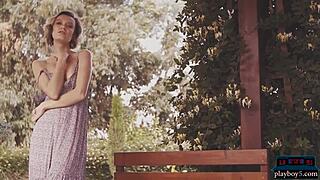 wow, this russian milf model looks stunning naked outdoor in nature! 😍